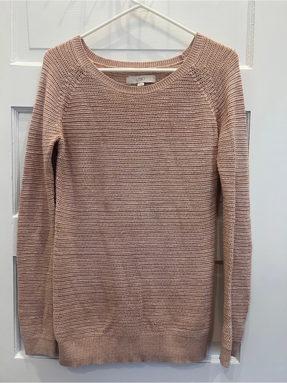 LOFT Lightweight Scoopneck Sweater in Dusty Pink - Picture 2 of 5